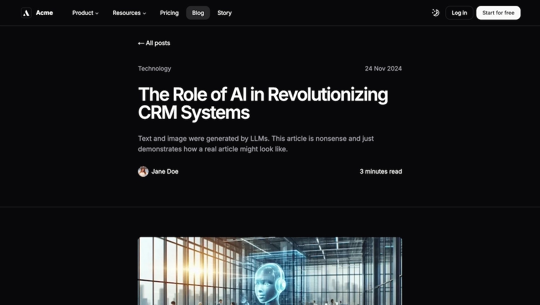 dark blog details epage