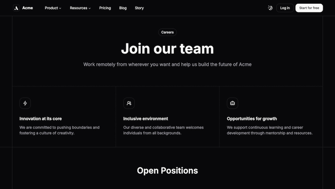 dark careers page