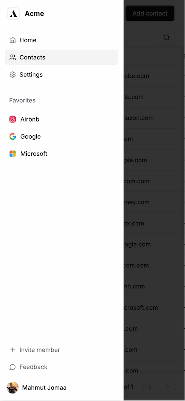 sidebar mobile open