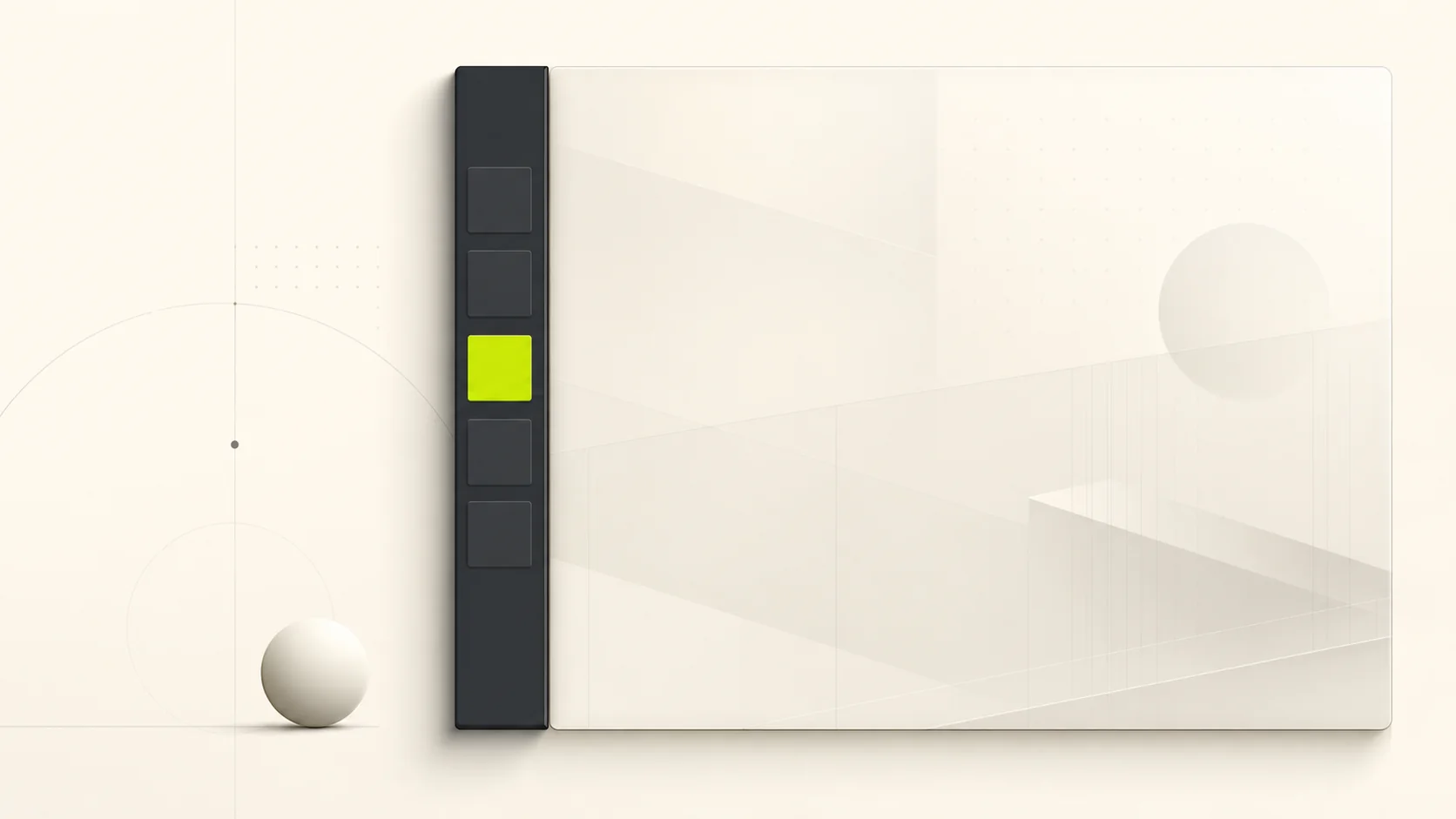 A vertical navigation rail attached to an application panel
