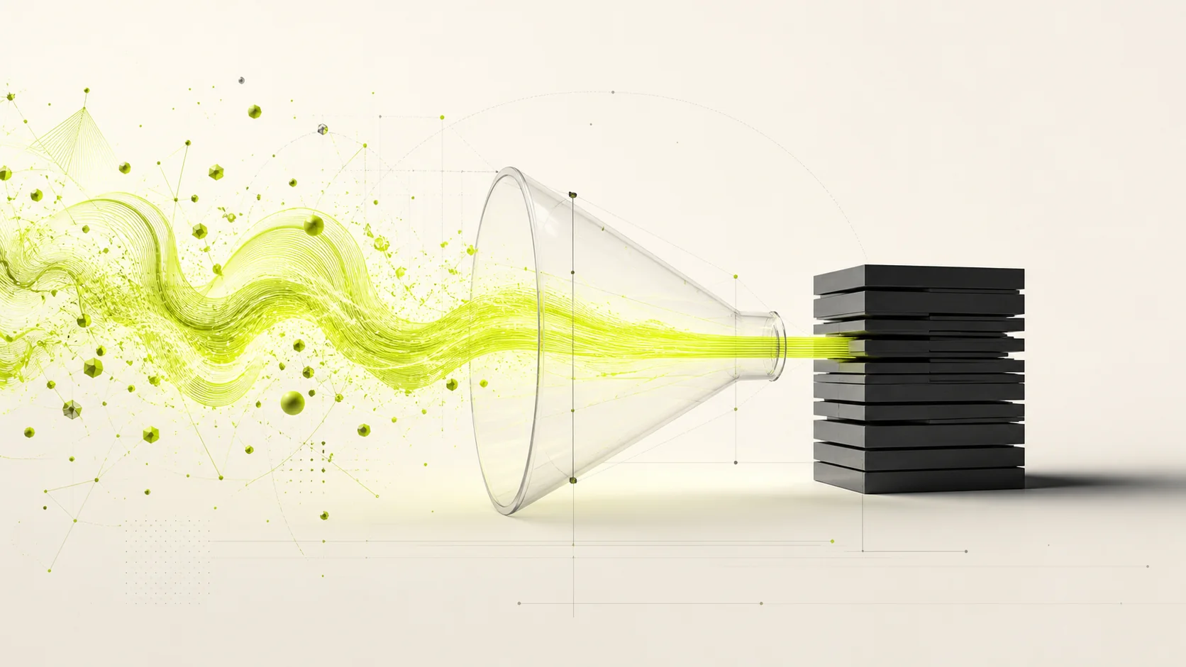 A creative spark resolving into structured code blocks